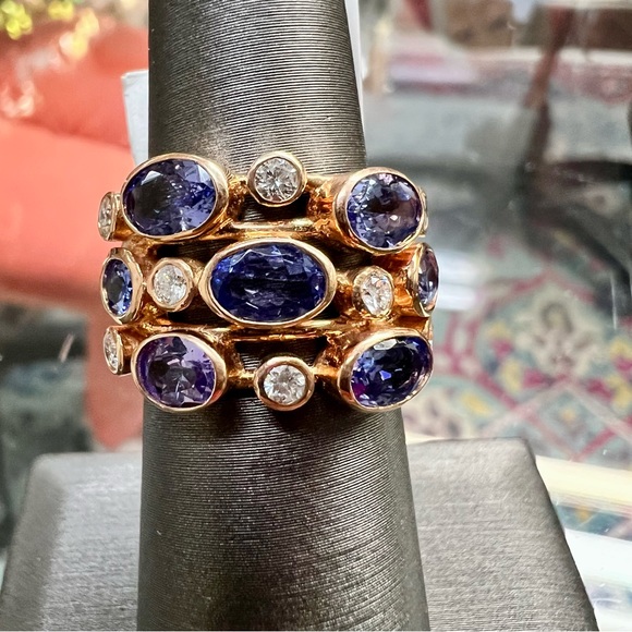 14k Rose Gold Diamond & Tanzanite Ring - Picture 2 of 10